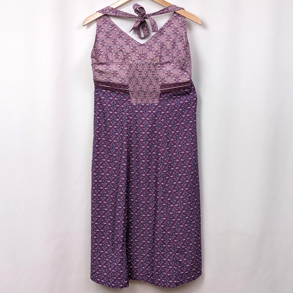 Athleta Pack Everywhere Halter Dress Athleisure Mixed Print Purple size 12 Tall - Picture 3 of 16